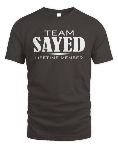 SAYED BL62-K4-128 - Personalized “Team AARON Lifetime Member” - Unisex Standard T-Shirt - Dark Chocolate
