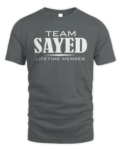 SAYED BL62-K4-128 - Personalized “Team NAME Lifetime Member” - Unisex Standard T-Shirt - Charcoal