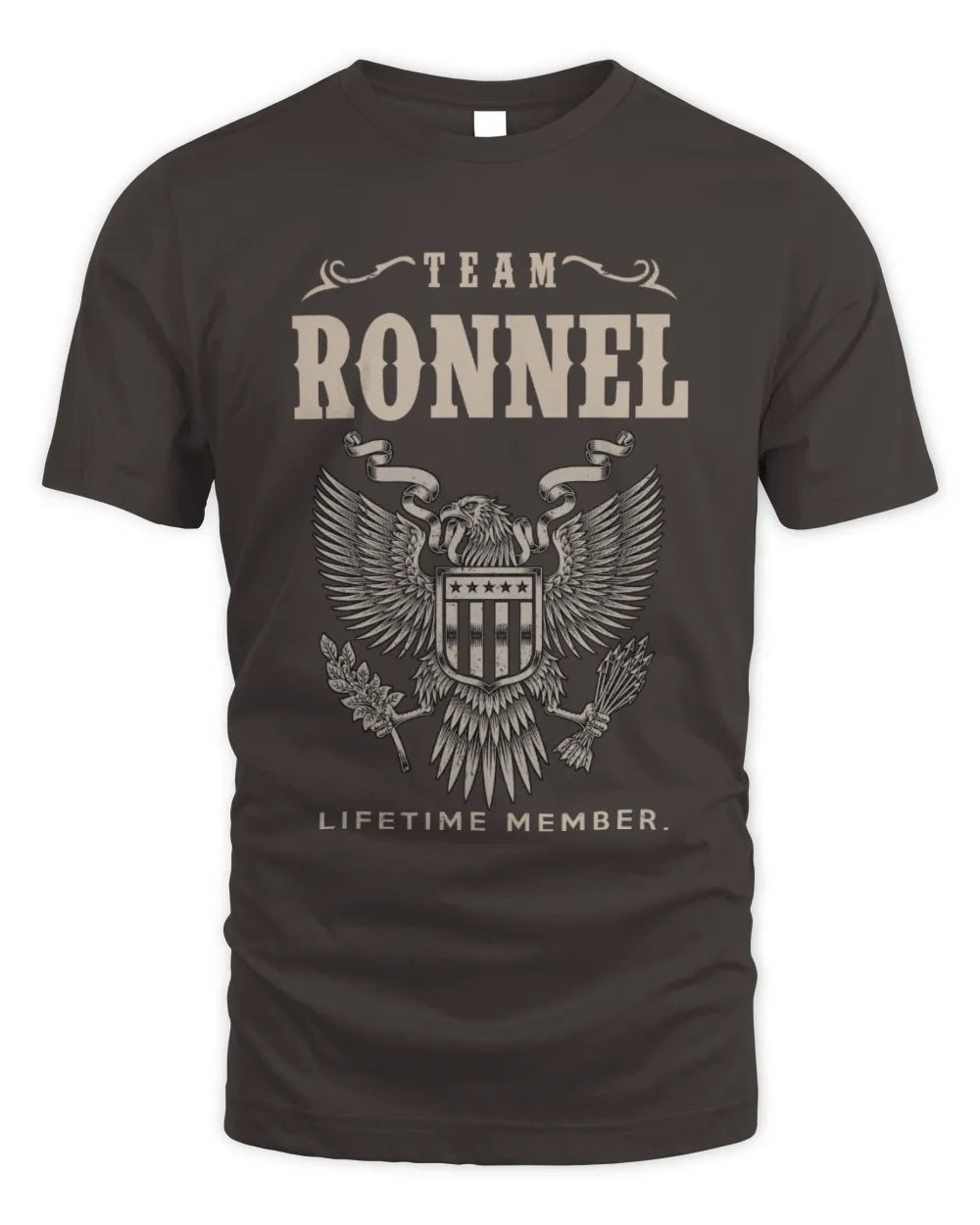RONNEL TP06-K82 – Personalized Classic Style Apparel “Team NAME Lifetime Member” - Unisex Standard T-Shirt - Dark Chocolate