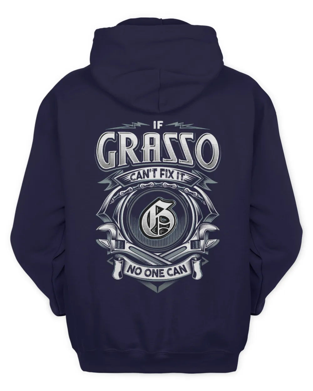 GRASSO AP81-K4-626 - Personalized Ahmed Quote Apparel “If Ahmed Can't Fix It, No One Can” - Unisex Hoodie - Navy
