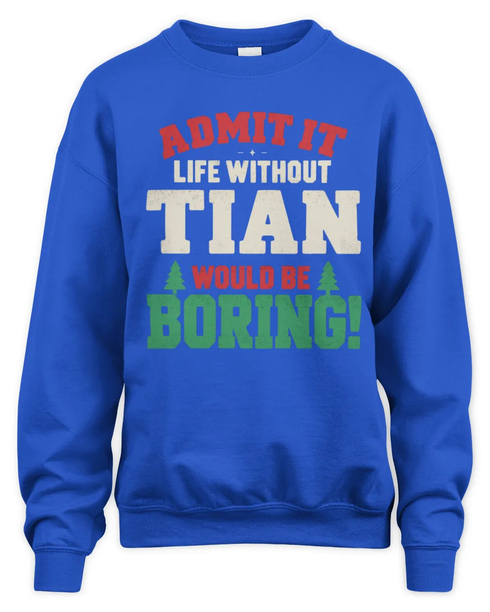 TIAN P5 TH08 Christmas T-Shirt – “Life Without NAME Would Be Boring” - Unisex Sweatshirt - Royal