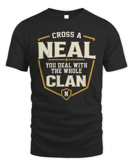 NEAL NT1-K008 Cross A/An NAME, You Deal With the Whole Clan | Personalized Vintage T-Shirt - Unisex Standard T-Shirt - Black