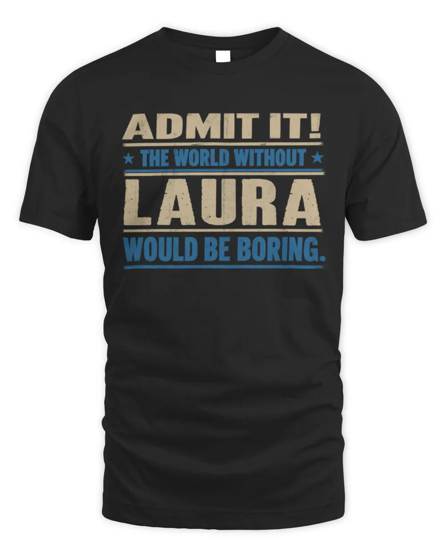 LAURA TP68-K2-968 – Personalized Funny Quote Apparel “The World Without NAME Would Be Boring”