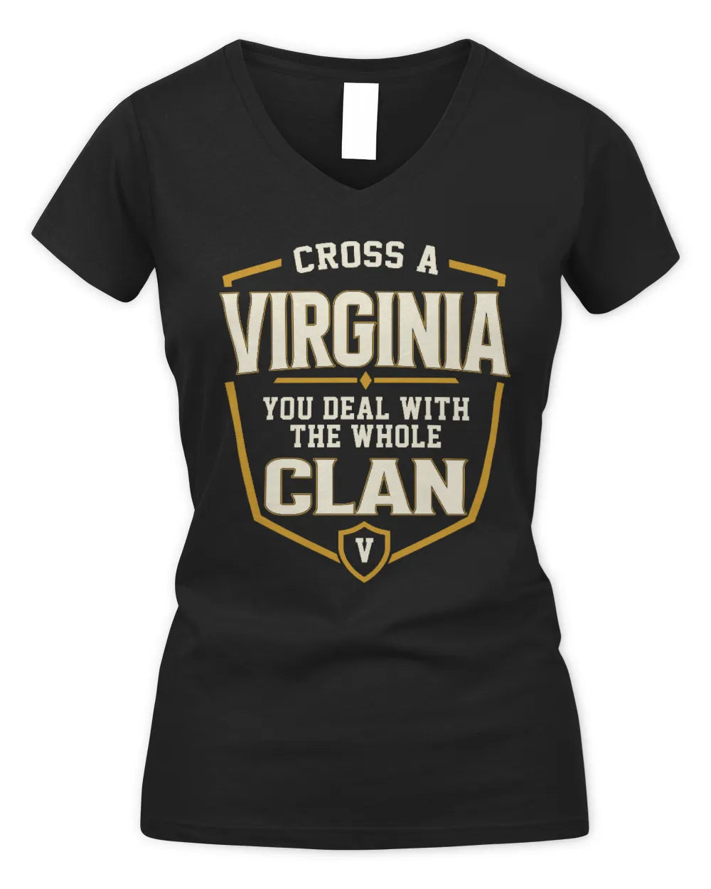 VIRGINIA NT1-K008 Cross A/An NAME, You Deal With the Whole Clan | Personalized Vintage T-Shirt - Women's V-Neck T-Shirt - Black