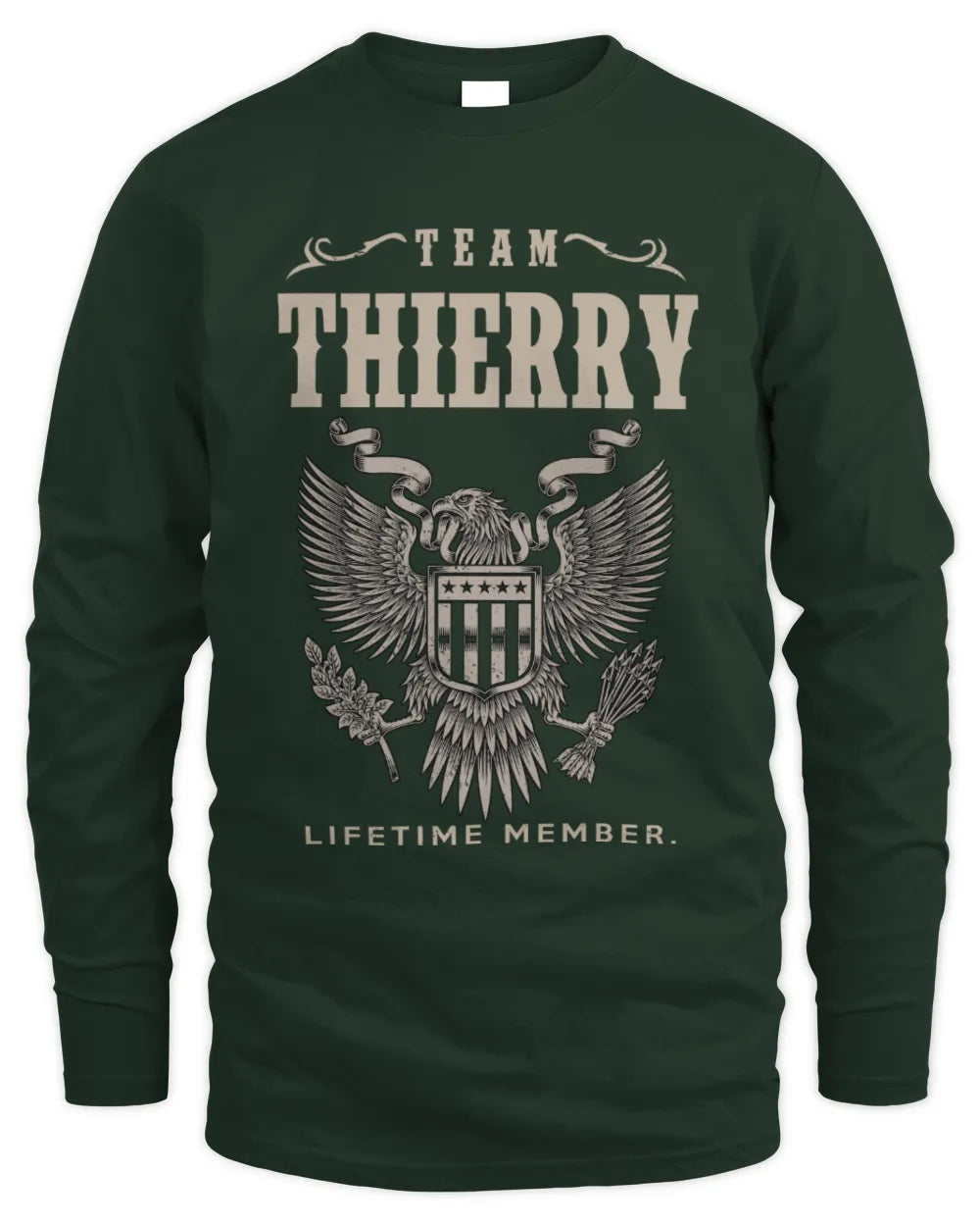 THIERRY TP06-K82 – Personalized Classic Style Apparel “Team NAME Lifetime Member” - Men's Long Sleeved T-Shirt - Forest Green