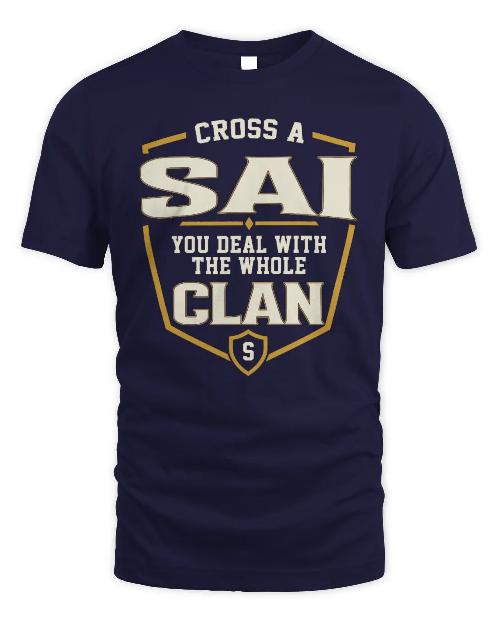 SAI NT1-K008 Cross A/An NAME, You Deal With the Whole Clan | Personalized Vintage T-Shirt - Unisex Standard T-Shirt - Navy