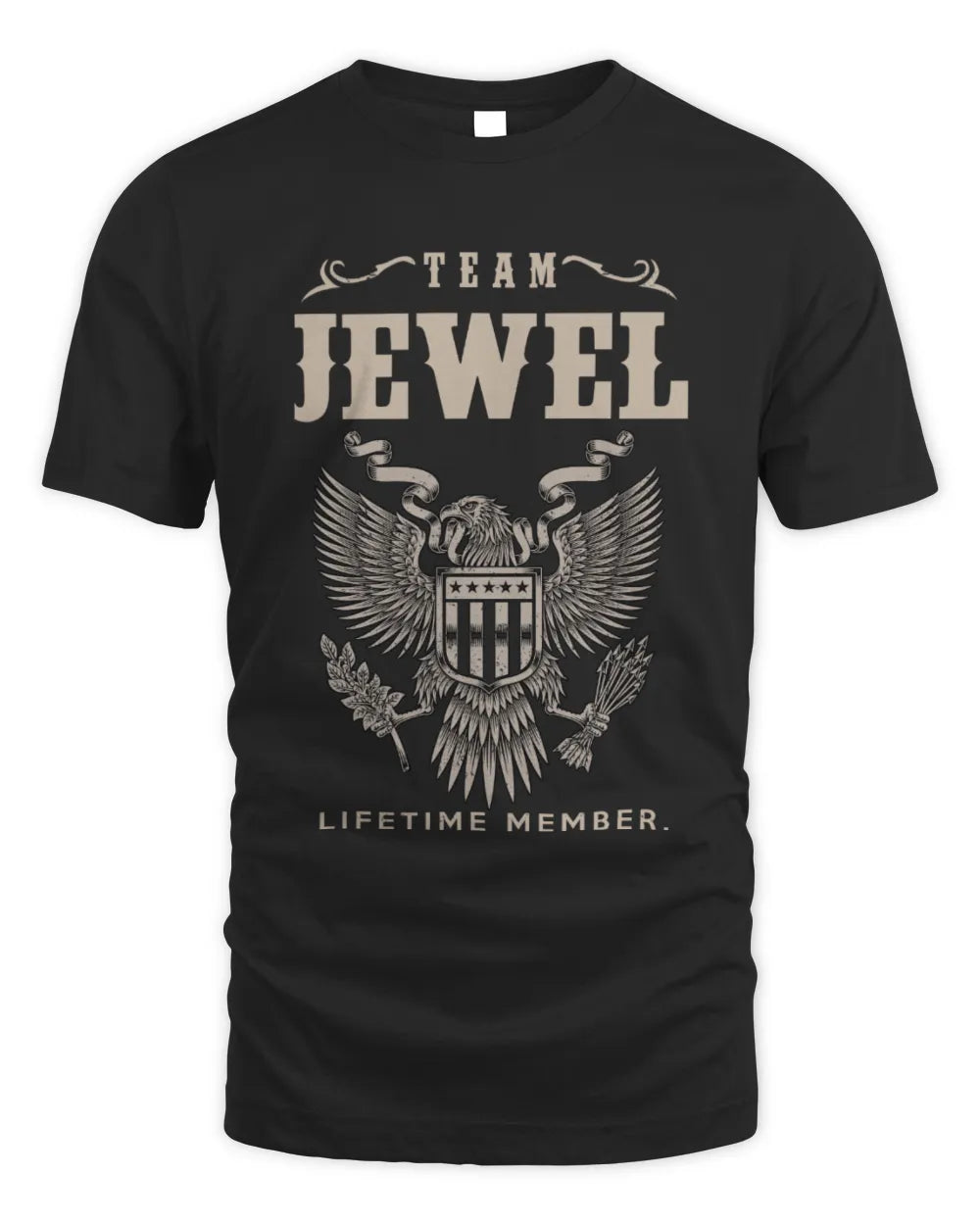 JEWEL TP06-K82 – Personalized Classic Style Apparel “Team NAME Lifetime Member” - Unisex Standard T-Shirt - Black