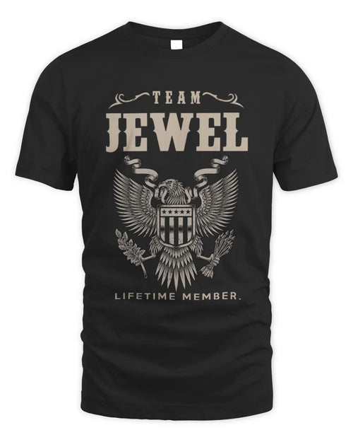 JEWEL TP06-K82 – Personalized Classic Style Apparel “Team NAME Lifetime Member” - Unisex Standard T-Shirt - Black