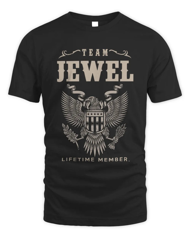 JEWEL TP06-K82 – Personalized Classic Style Apparel “Team NAME Lifetime Member” - Unisex Standard T-Shirt - Black