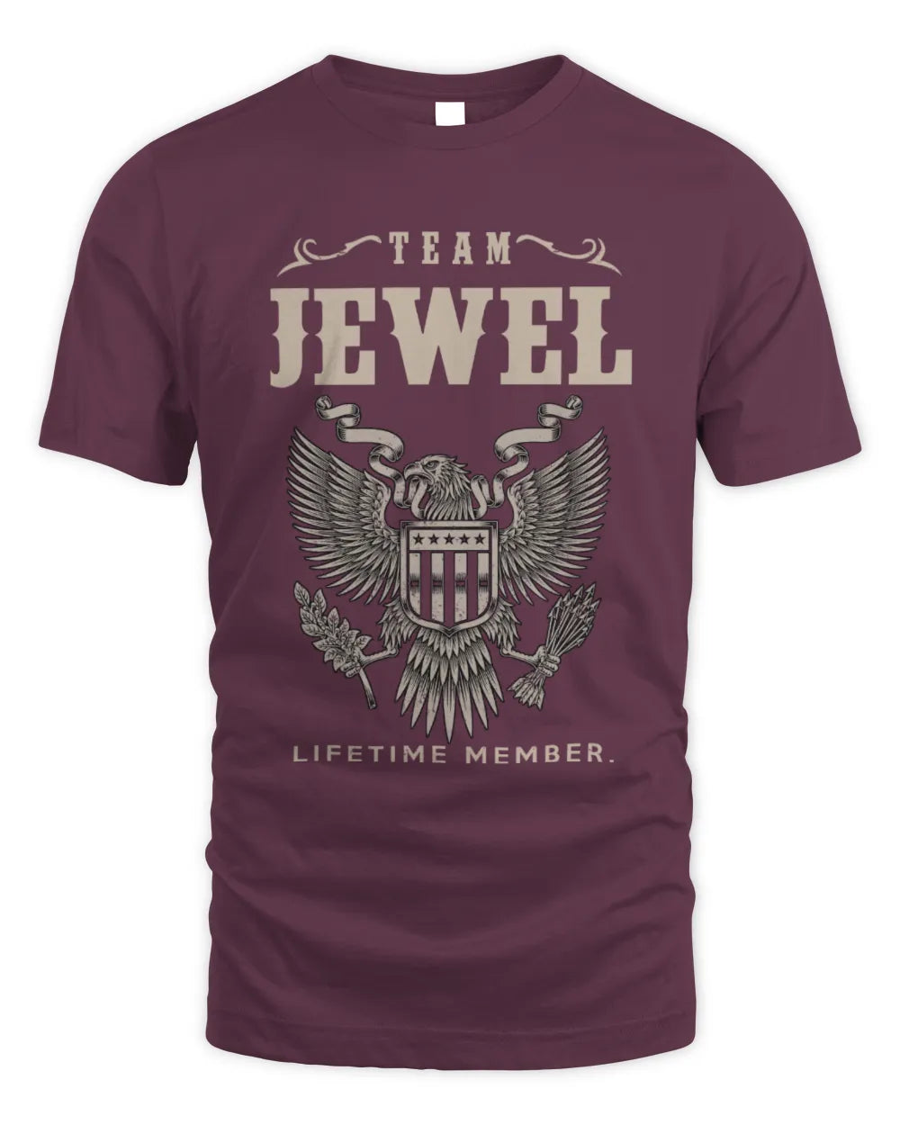 JEWEL TP06-K82 – Personalized Classic Style Apparel “Team NAME Lifetime Member” - Unisex Standard T-Shirt - Maroon
