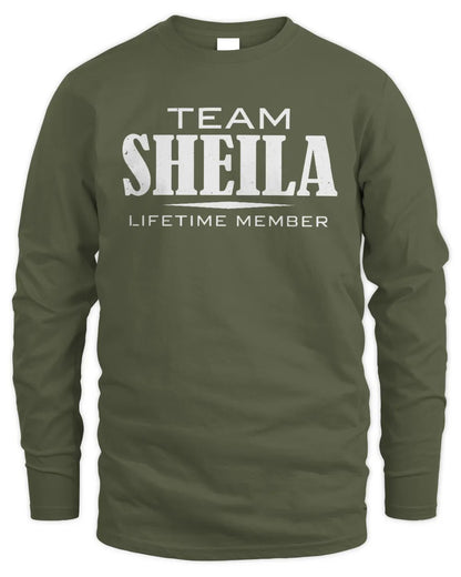SHEILA BL62-K4-128 - Personalized “Team NAME Lifetime Member” - Men's Long Sleeved T-Shirt - Military Green