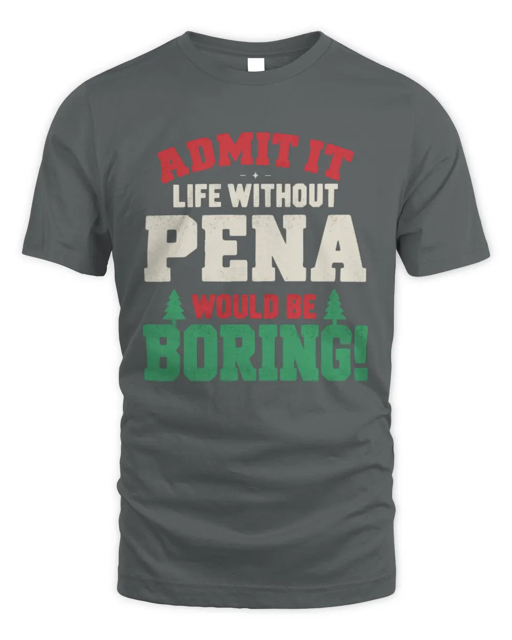 PENA P5 TH08 Christmas T-Shirt – “Life Without NAME Would Be Boring” - Unisex Standard T-Shirt - Charcoal