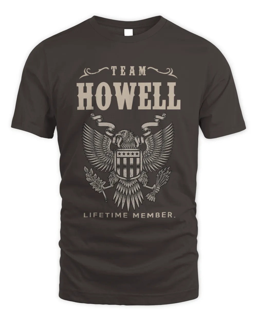 HOWELL TP06-K82 – Personalized Classic Style Apparel “Team NAME Lifetime Member” - Unisex Standard T-Shirt - Dark Chocolate
