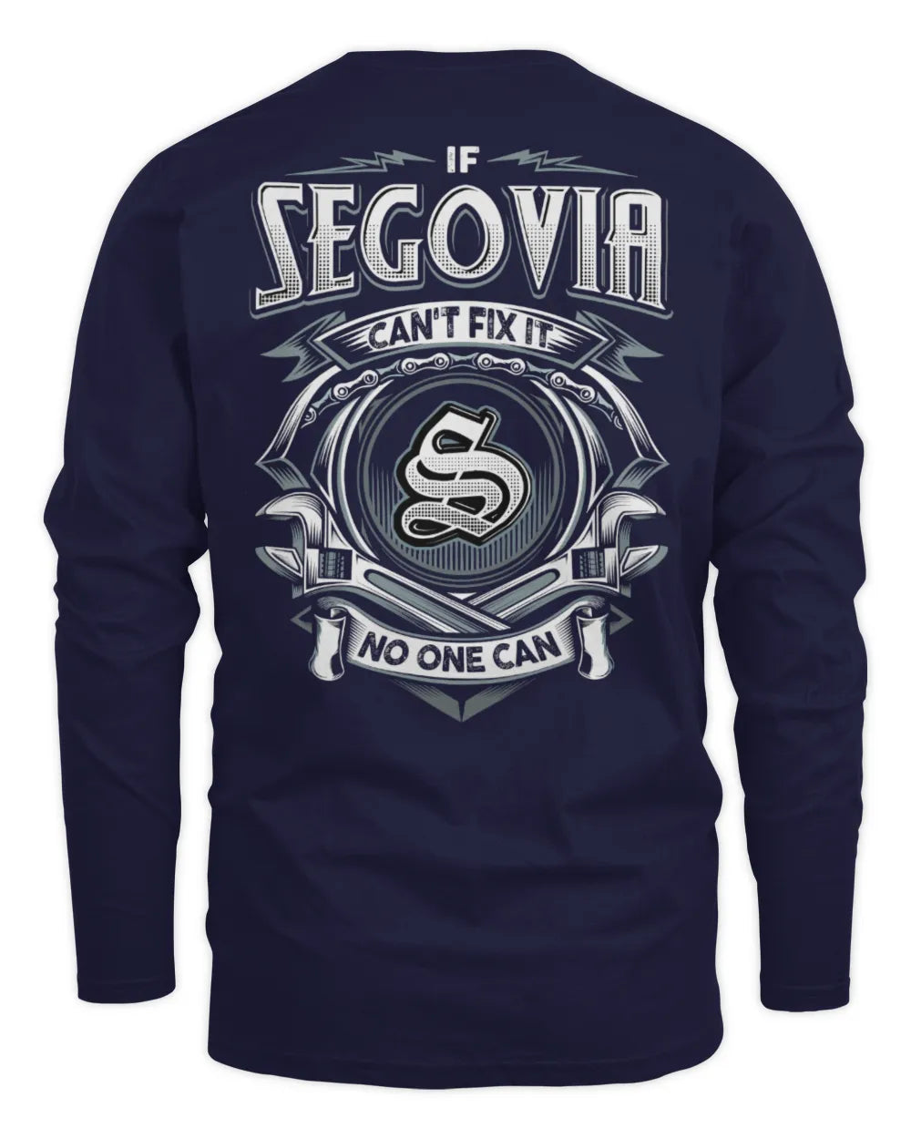 SEGOVIA AP81-K4-626 - Personalized Ahmed Quote Apparel “If Ahmed Can't Fix It, No One Can” - Men's Long Sleeved T-Shirt - Navy