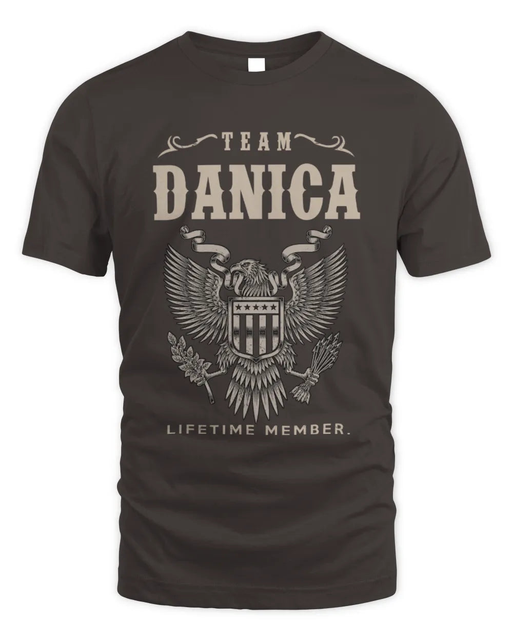DANICA TP06-K82 – Personalized Classic Style Apparel “Team NAME Lifetime Member” - Unisex Standard T-Shirt - Dark Chocolate
