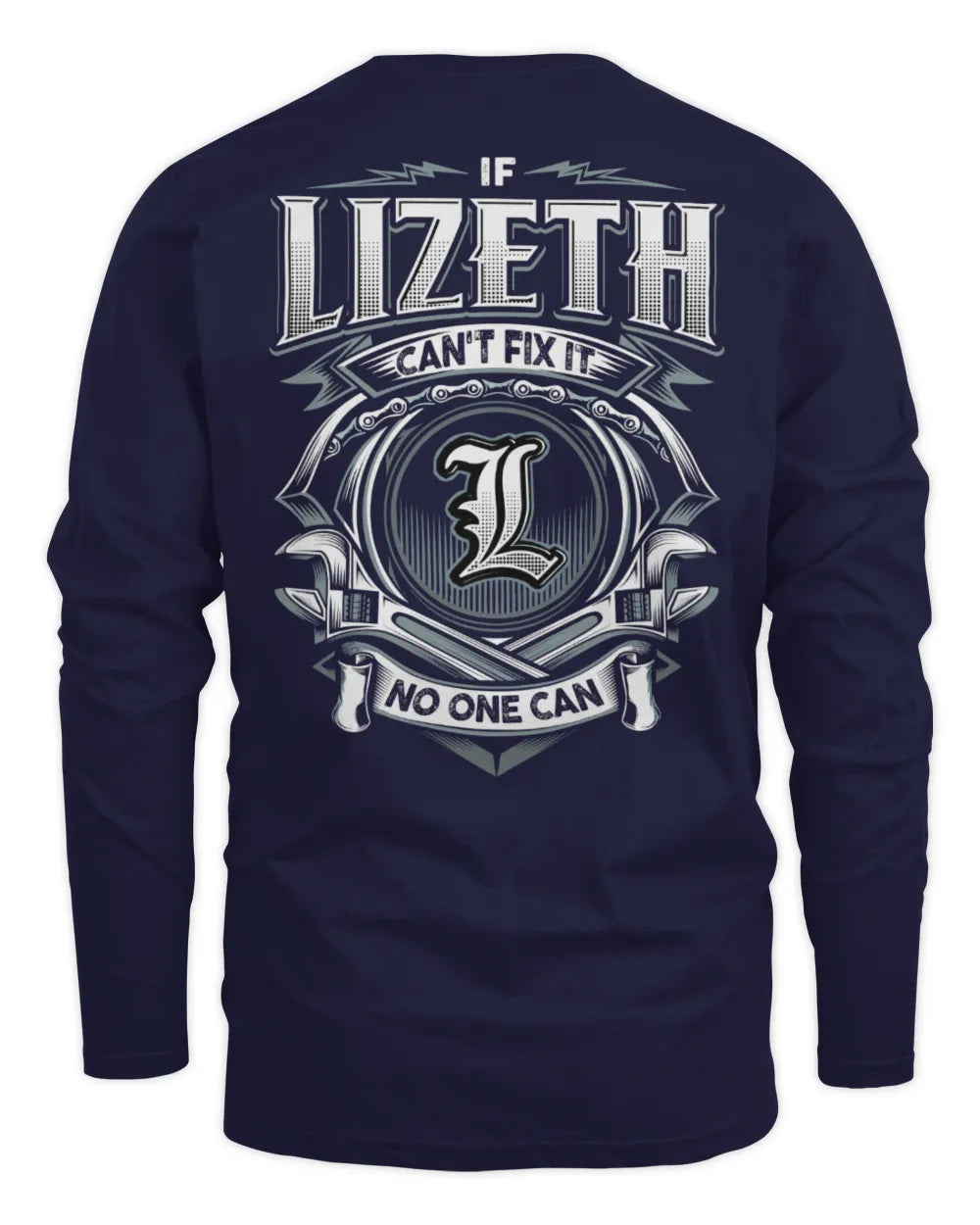 LIZETH AP81-K4-626 - Personalized Ahmed Quote Apparel “If Ahmed Can't Fix It, No One Can” - Men's Long Sleeved T-Shirt - Navy