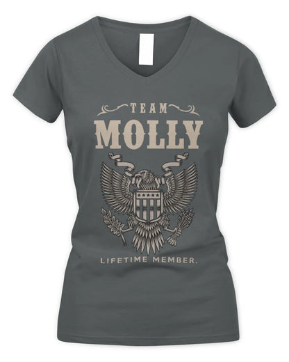 MOLLY TP06-K82 – Personalized Classic Style Apparel “Team NAME Lifetime Member” - Women's V-Neck T-Shirt - Charcoal