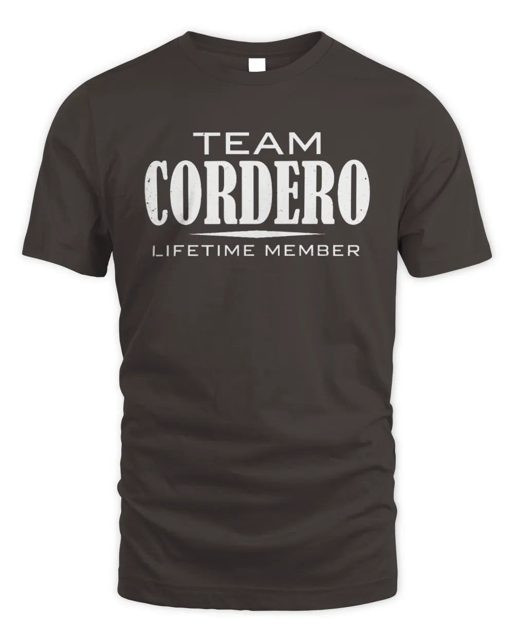 CORDERO BL62-K4-128 - Personalized “Team NAME Lifetime Member” - Unisex Standard T-Shirt - Dark Chocolate