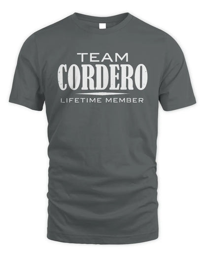 CORDERO BL62-K4-128 - Personalized “Team NAME Lifetime Member” - Unisex Standard T-Shirt - Charcoal