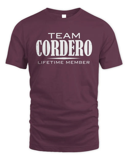 CORDERO BL62-K4-128 - Personalized “Team NAME Lifetime Member” - Unisex Standard T-Shirt - Maroon
