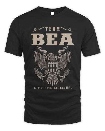BEA TP06-K82 – Personalized Classic Style Apparel “Team NAME Lifetime Member” - Unisex Standard T-Shirt - Black