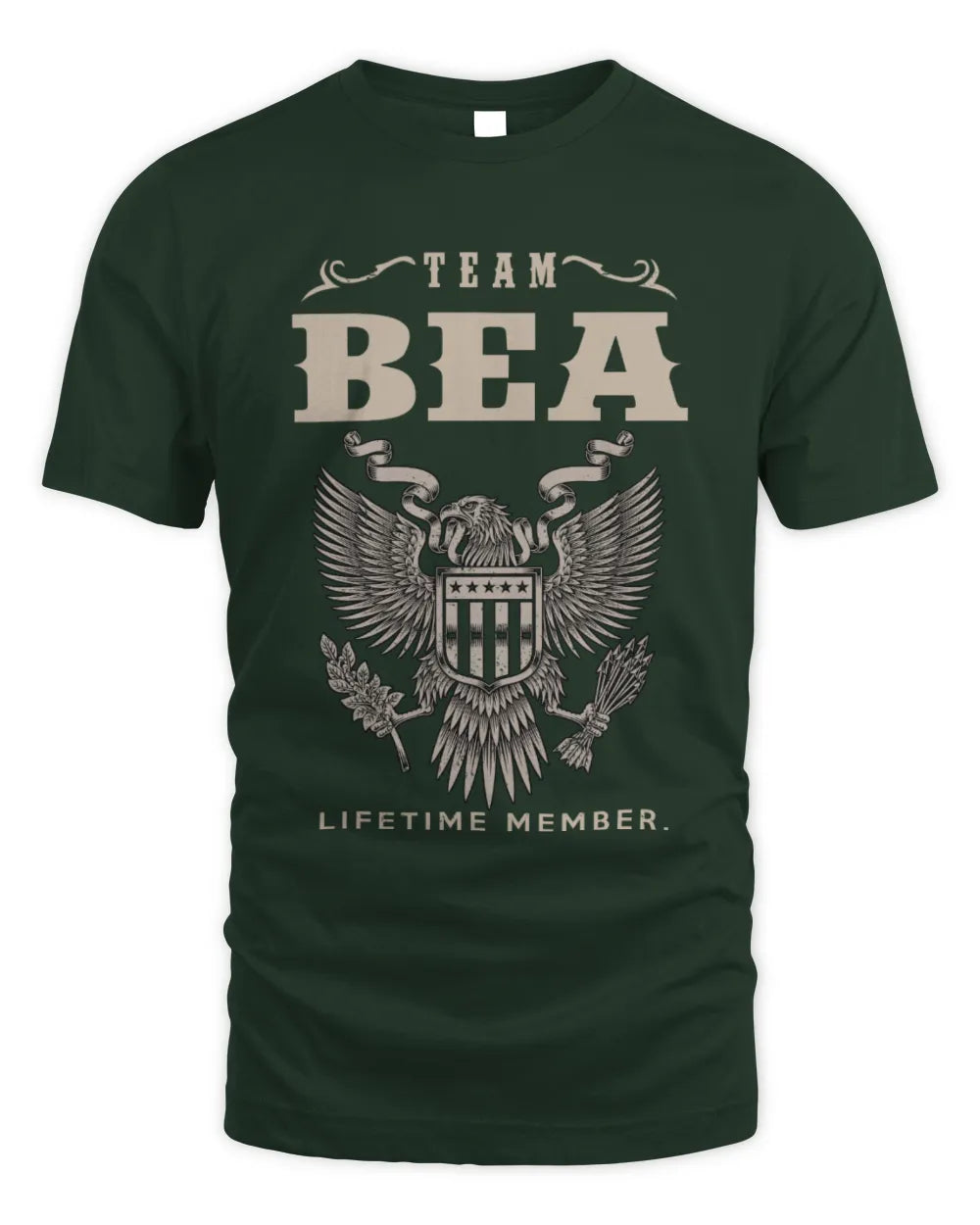 BEA TP06-K82 – Personalized Classic Style Apparel “Team NAME Lifetime Member” - Unisex Standard T-Shirt - Forest Green